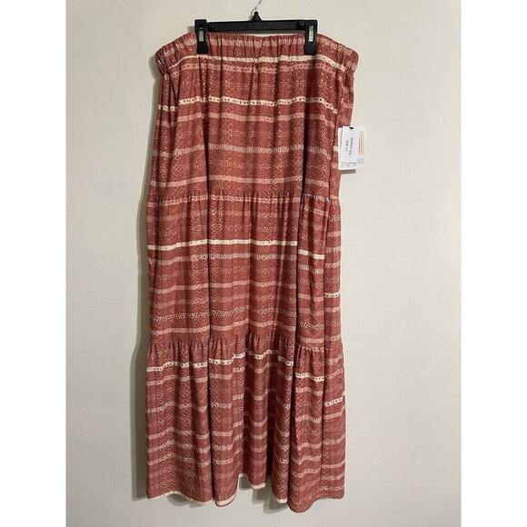 Womens Plus 2XL Tiered Maxi Skirt Lined Elastic Waist Boho Cottage Peasant - Picture 1 of 11